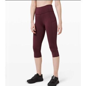 Lululemon Fast and Free Crop II 19" *Non-Reflective Cassis Burgundy Size 4